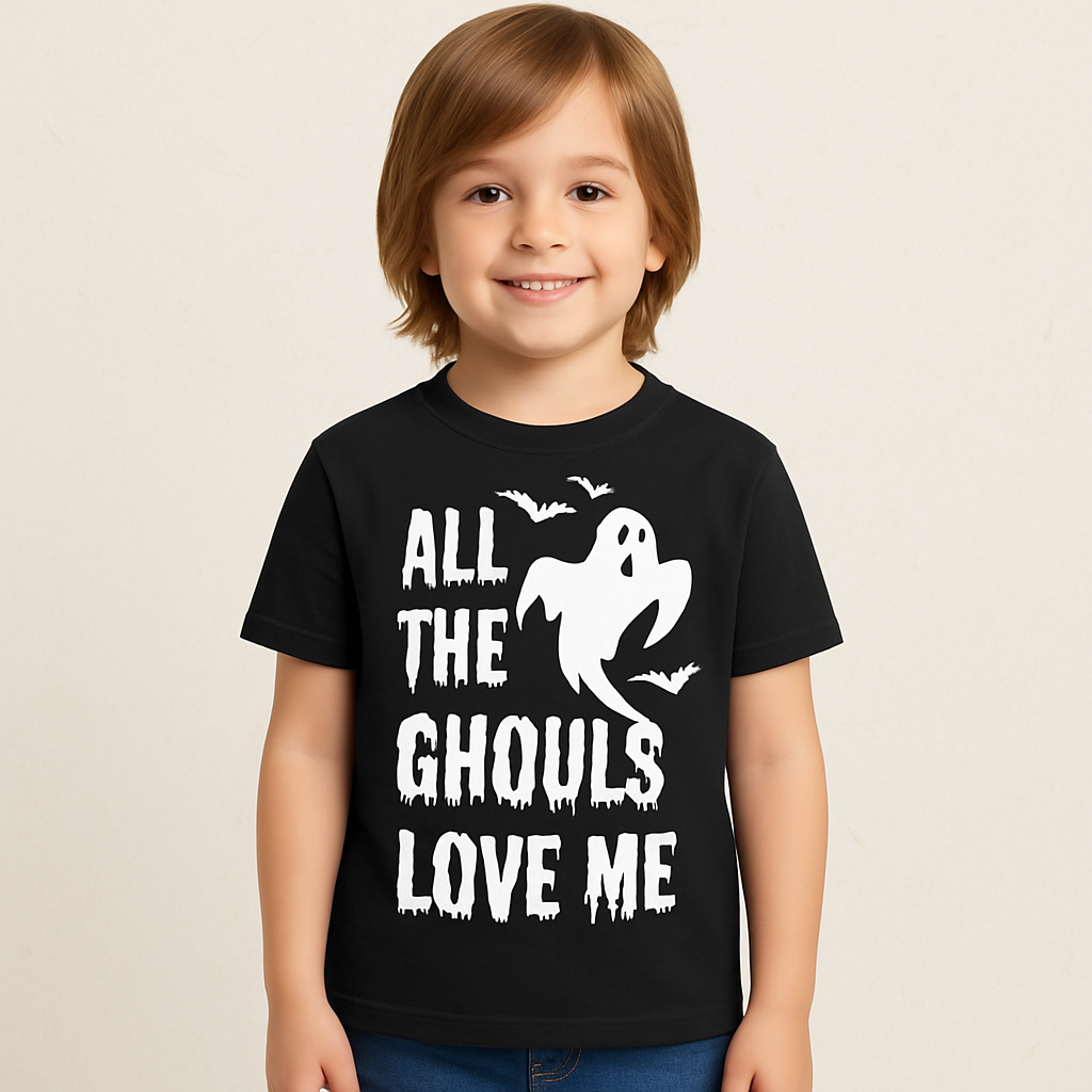 All the Ghouls Love Me Toddler T-Shirt – Funny Halloween Ghost Shirt for Kids