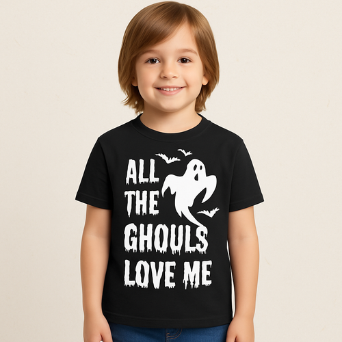 All the Ghouls Love Me Toddler T-Shirt – Funny Halloween Ghost Shirt for Kids