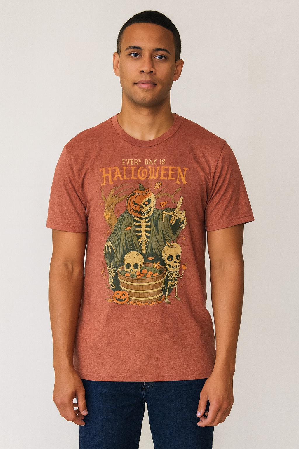 Every Day is Halloween T-Shirt – Skeleton Pumpkin Horror Graphic Tee