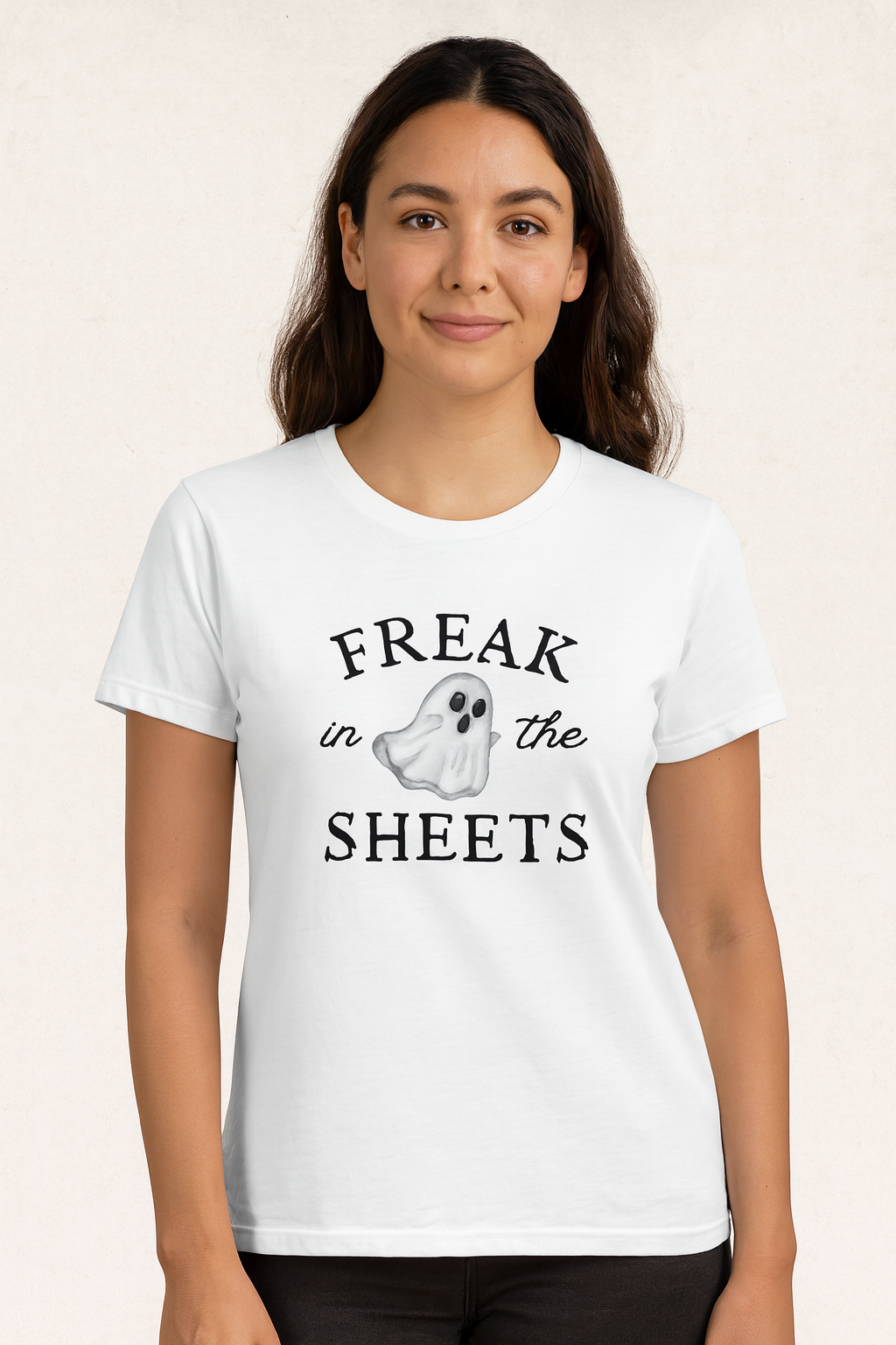 Freak in the Sheets T-Shirt – Funny Ghost Halloween Shirt for Adults