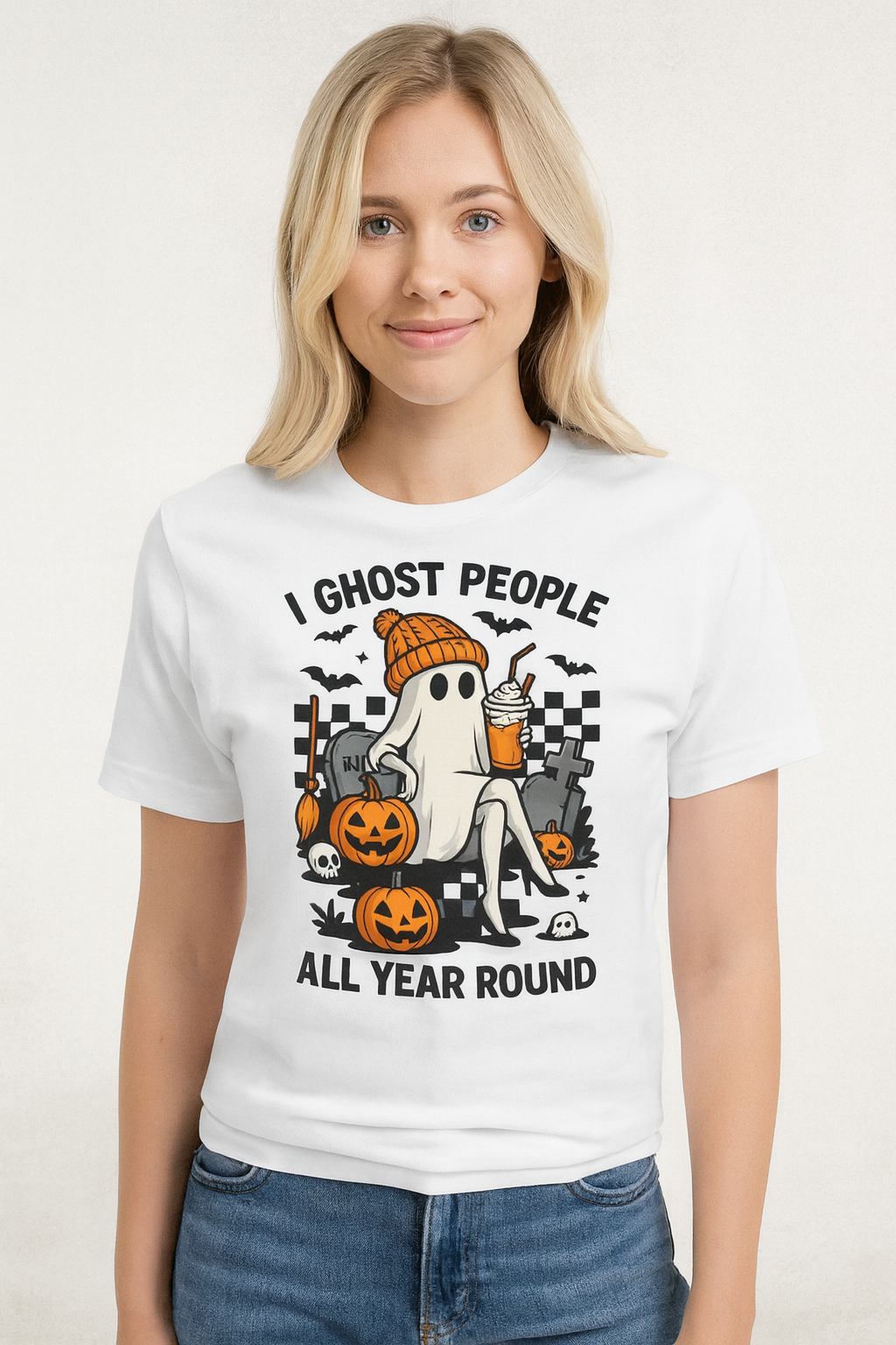 I Ghost People All Year Round Halloween Shirt – Funny Ghost Pumpkin Coffee Tee