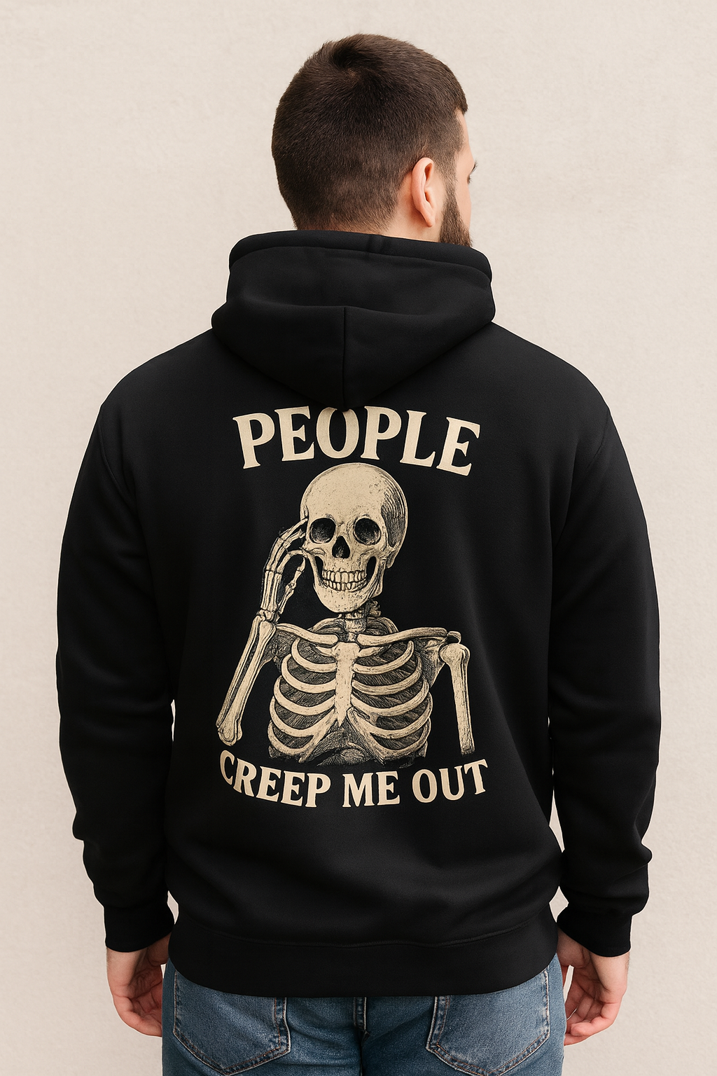 People Creep Me Out Skeleton Hoodie | Gothic Funny Halloween Pullover