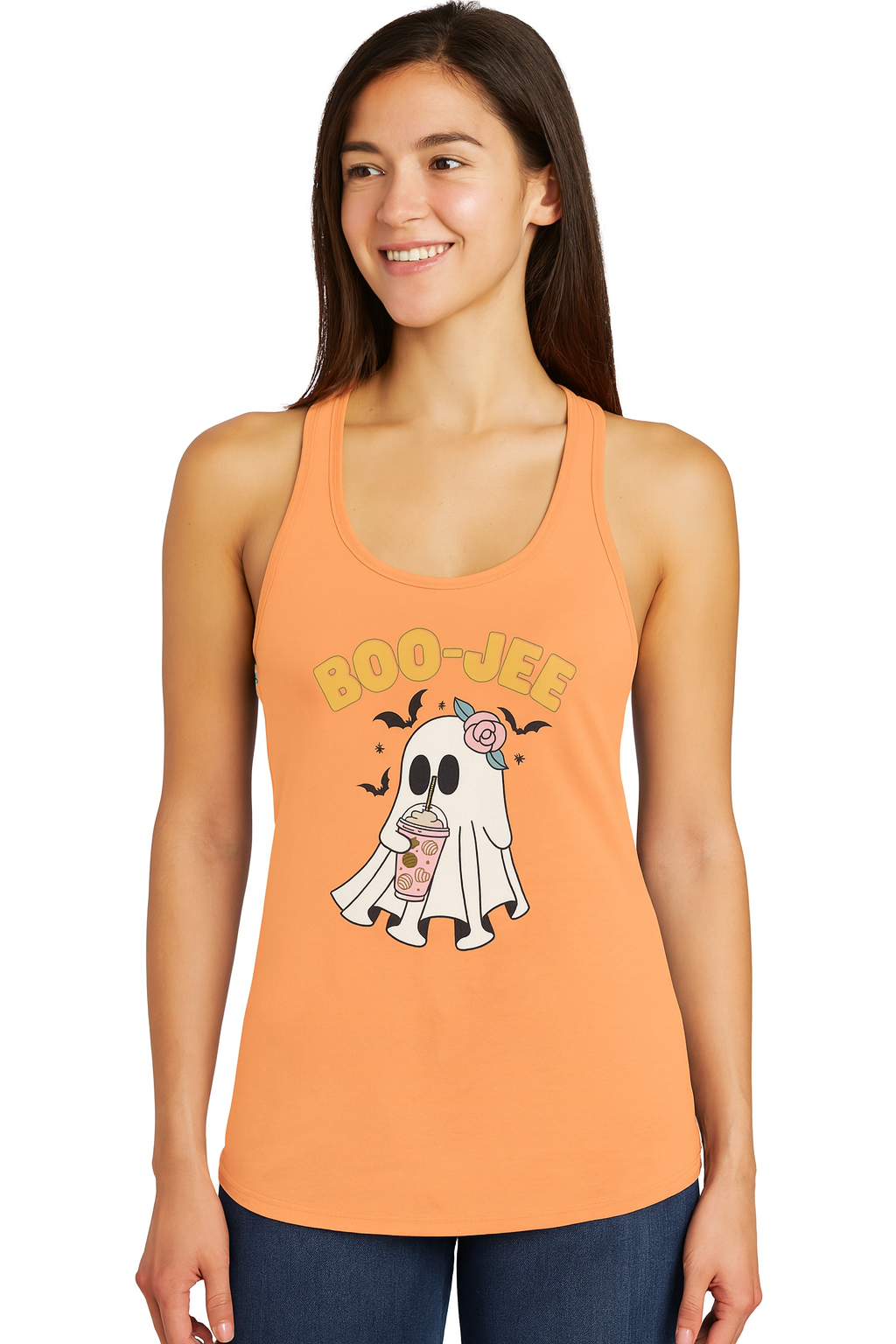 Boo-jee Racerback Tank Top – Funny Boujee Ghost Halloween Shirt for Women