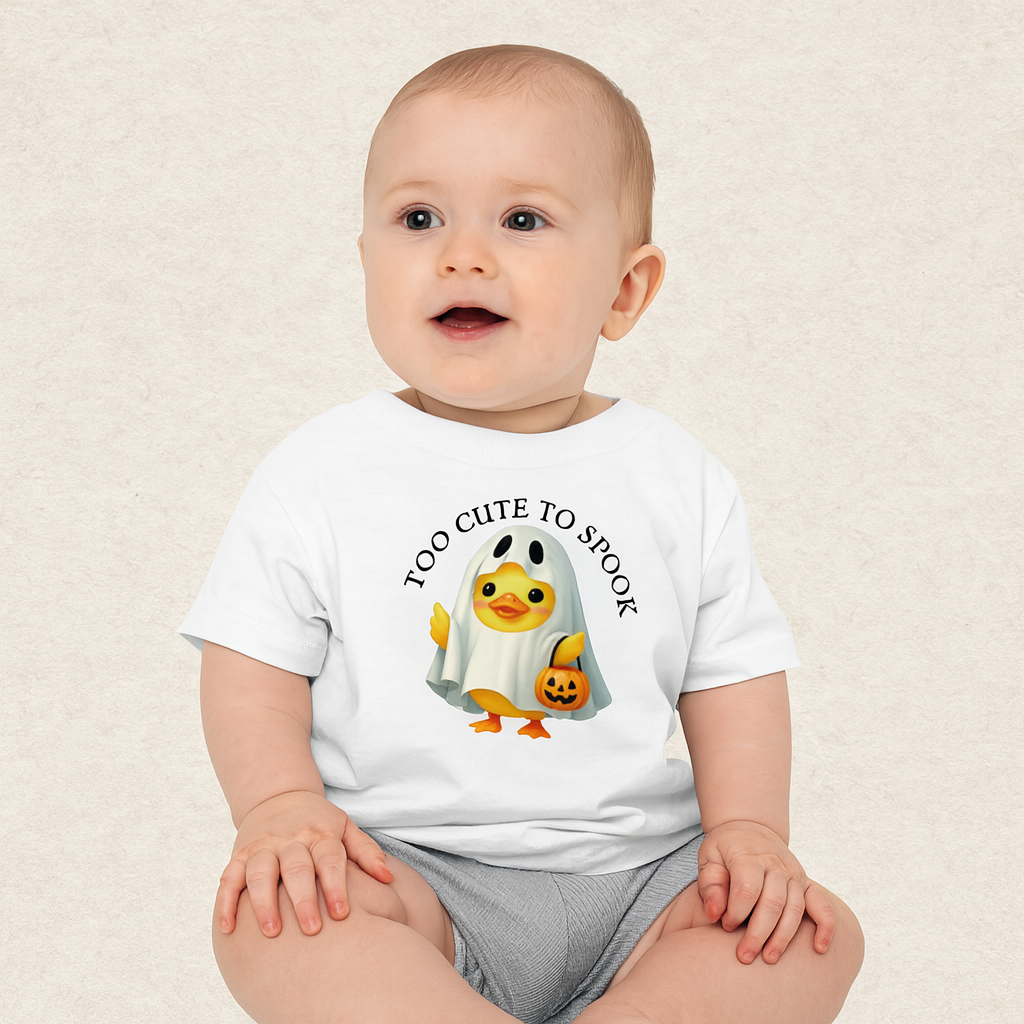 Too Cute to Spook Baby T-Shirt – Adorable Halloween Shirt for Infants