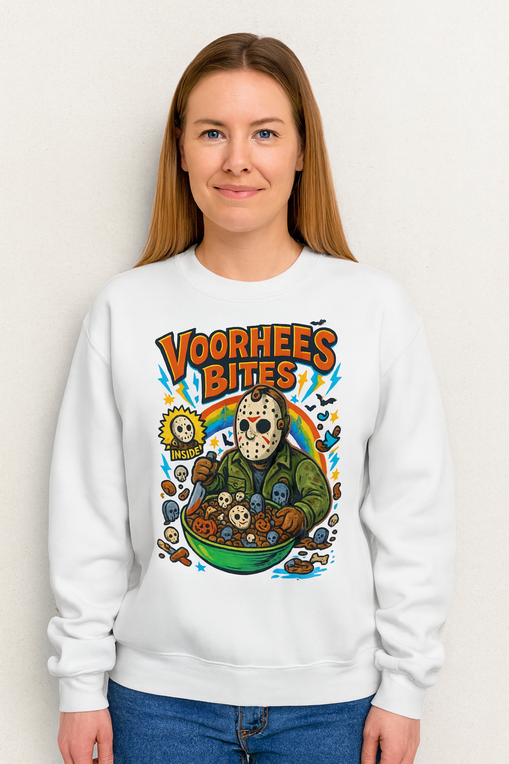 Voorhees Bites Sweatshirt – Horror Cereal Killer Halloween Crewneck