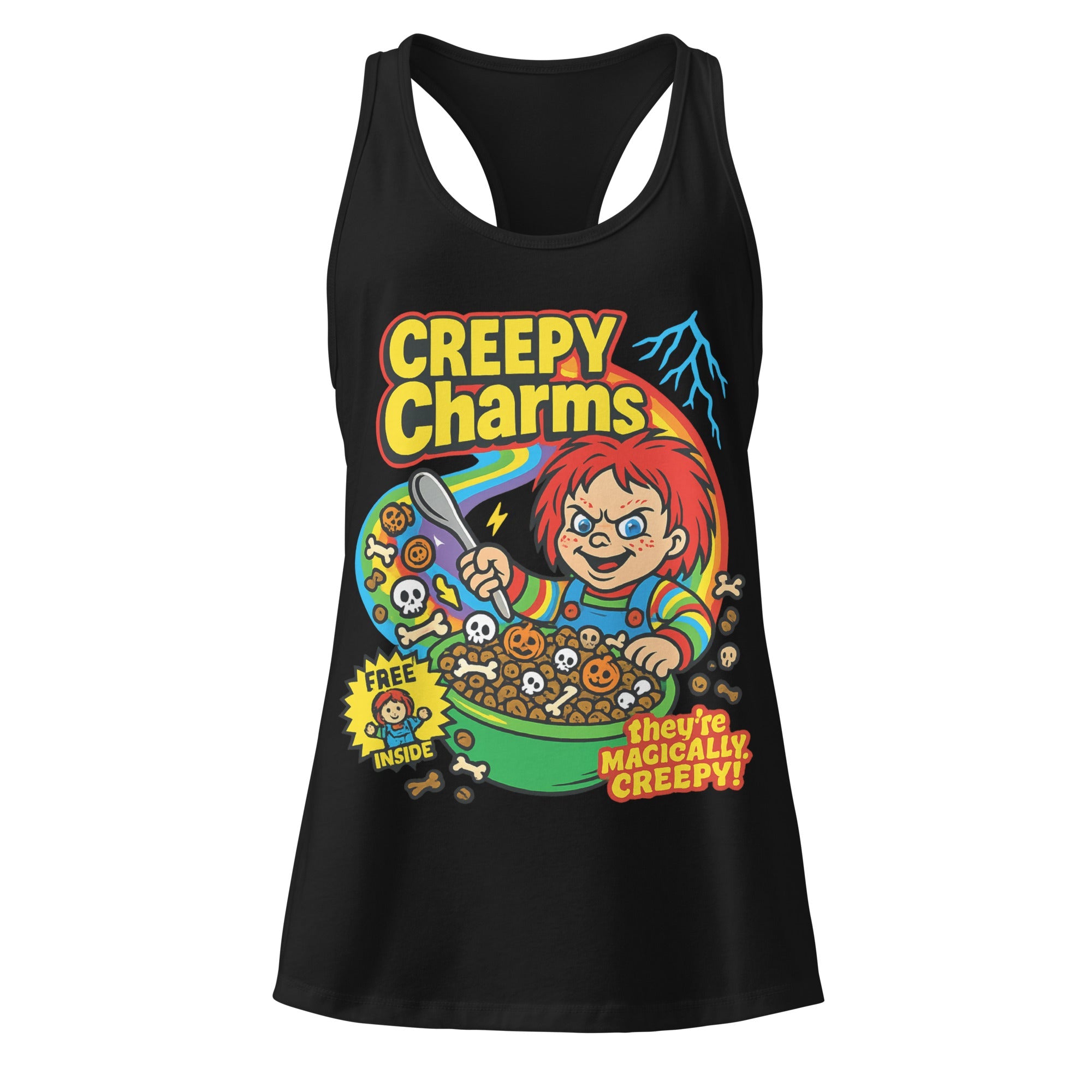 Creepy Charms Racerback Tank – Funny Horror Cereal Killer Edition Parody Halloween Shirt racerback tank top