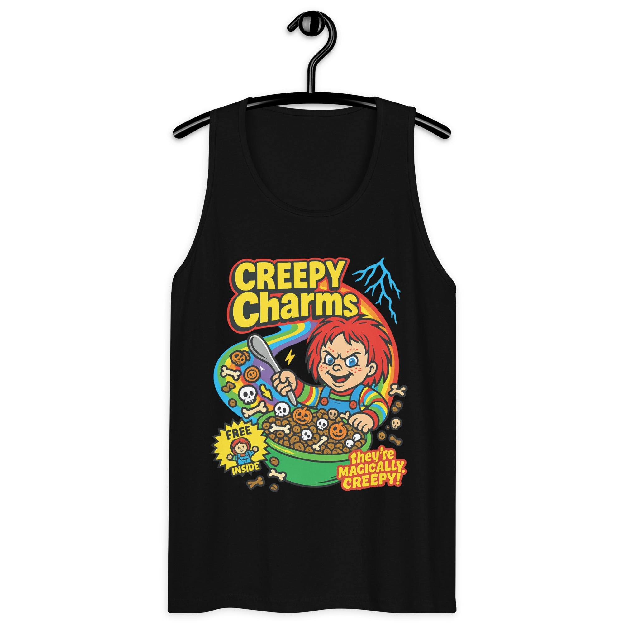 Creepy Charms Sleeveless Tank – Horror Cereal Killer Edition Parody Halloween Muscle Tee